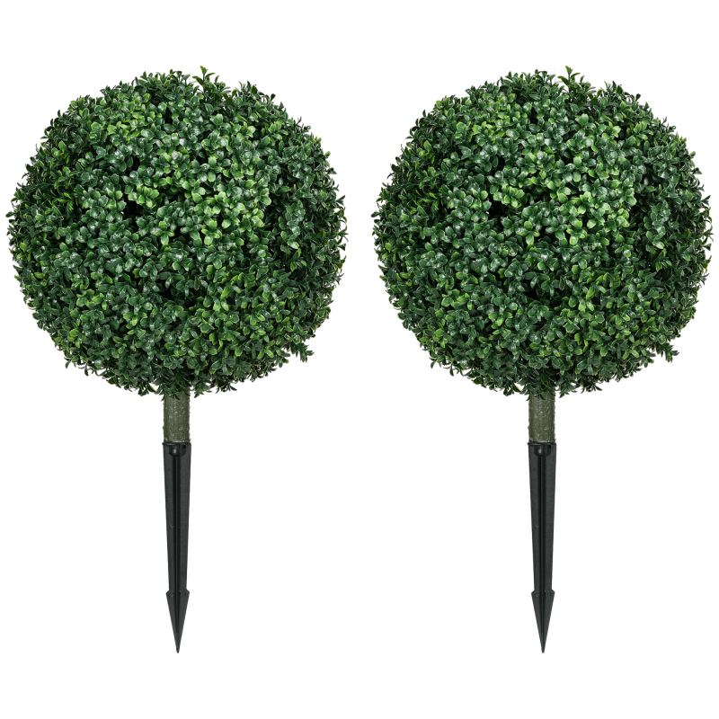 HOMCOM 2er-Set Künstlicher Buchsbaum groß 70 cm Kunstpflanze mit UV-Schutz, künstliche Pflanzen wie echt mit Bodenpfählen für Wohnzimmer Schlafzimmer Büro Garten moderne Dekoration Aosom – Bild 1 von 2