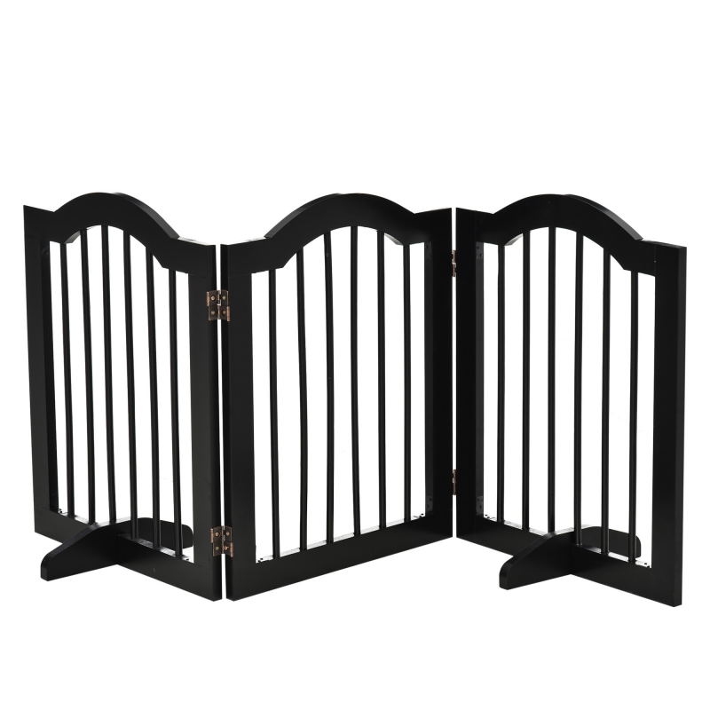 PawHut Hundegitter Wohnung, Hunde Absperrgitter, Schutzgitter, stabil, faltbar, 154,5x29,5x61cm, Holz, Schwarz Aosom.de – Bild 1 von 2