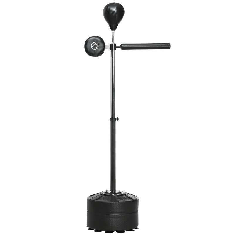 SPORTNOW Boxsack, Boxständer mit Punchingball, Reflexstange, 1,63-2,05 m Höhenverstellbarer Standboxball mit Pratze, Standboxtrainer für Boxing, HDPE, Kunstleder Aosom – Bild 1 von 2