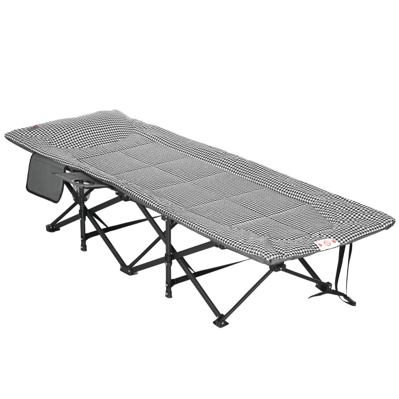 Outsunny Feldbett Campingbett mit Tasche & Becherhalter bis 120kg, schwarz 68x186x48cm, ideal für Camping & Outdoor Aosom.de – Bild 1 von 2