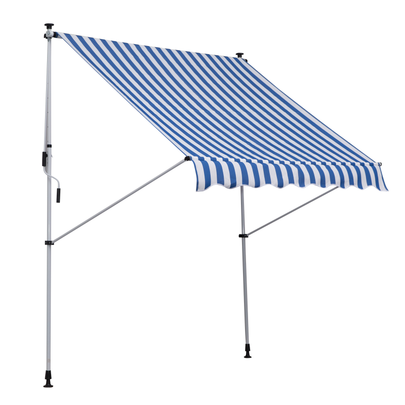 Outsunny Gelenkarmmarkise Klemmmarkise höhenverstellbar 200x150cm Blau/Weiß aus Aluminium für Terrasse & Balkon Aosom.de – Bild 1 von 2
