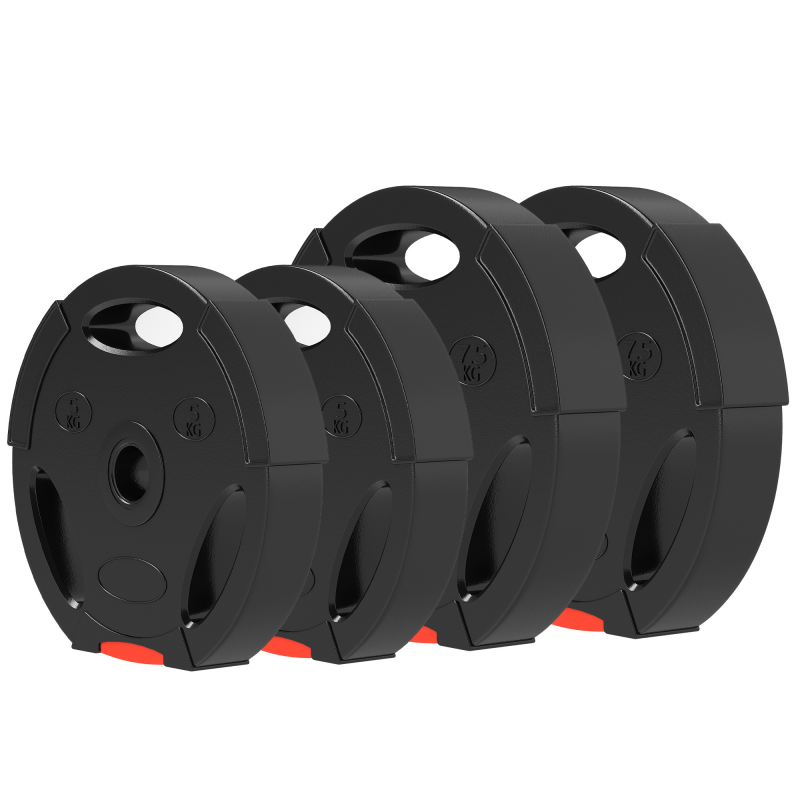 SPORTNOW 4er-Set Hantelgewichte, 2 x 5 kg/7,5kg Gewichte, Hantelscheiben-Set, Gewichtsscheiben für 2,5 cm Hantelstange, Ø 30 mm Bohrung, Schwarz Aosom – Bild 1 von 2