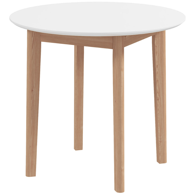HOMCOM Esstisch, Runder Küchentisch für 2 Personen, Esszimmertisch mit Landhaus-Stil, für Wohnzimmer, Massivholz, Ø75 x 76 cm, Weiß Aosom – Bild 1 von 2