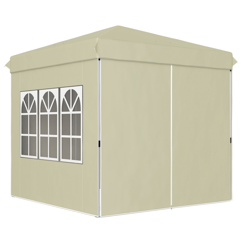 Outsunny Pavillon ca.2,5x2,5m, wasserabweisend Stabil Winterfest Pop-up Faltpavillon, UV Schutz 50+, Faltbar Partyzelt Gartenzelt mit 4 Seitenteilen Tasche Gartenpavillon für Camping Garten, Cremeweiß Aosom – Bild 1 von 2