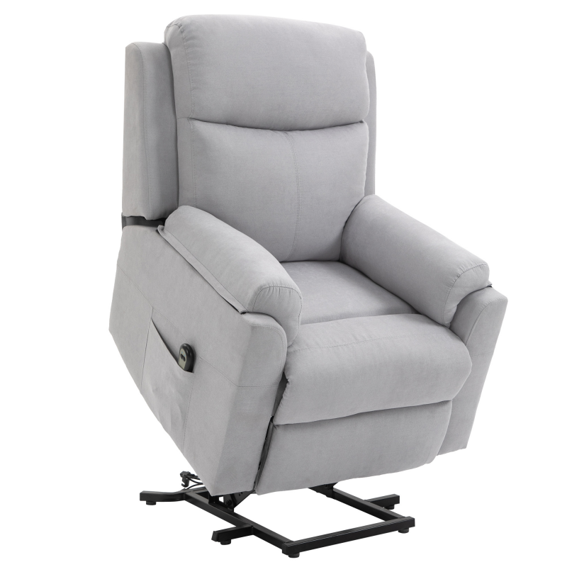 HOMCOM elektrischer Aufstehsessel mit Liegefunktion für Senioren, Leinen-Touch Hellgrau 83 x 89 x 102 cm, bequeme Aufstehhilfe Aosom.de – Bild 1 von 2