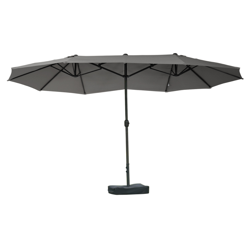 Outsunny Sonnenschirm Gartenschirm Doppelsonnenschirm mit Schirmständer Handkurbel Dunkelgrau Oval 460 x 270 x 240 cm Aosom – Bild 1 von 2