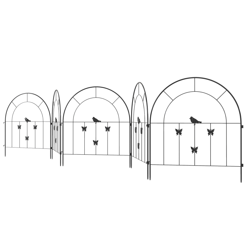 Outsunny Gartenzaun Zaun Stahl 300 cm x 70 cm hoch Dekorativer Gitterzaun Set Zaunelemente Hundezaun Oberbogen Zaun für Hunde Landschaftszaun für Garten Blumenbeete Tierbarriere Außenbereich Schwarz Aosom – Bild 1 von 2