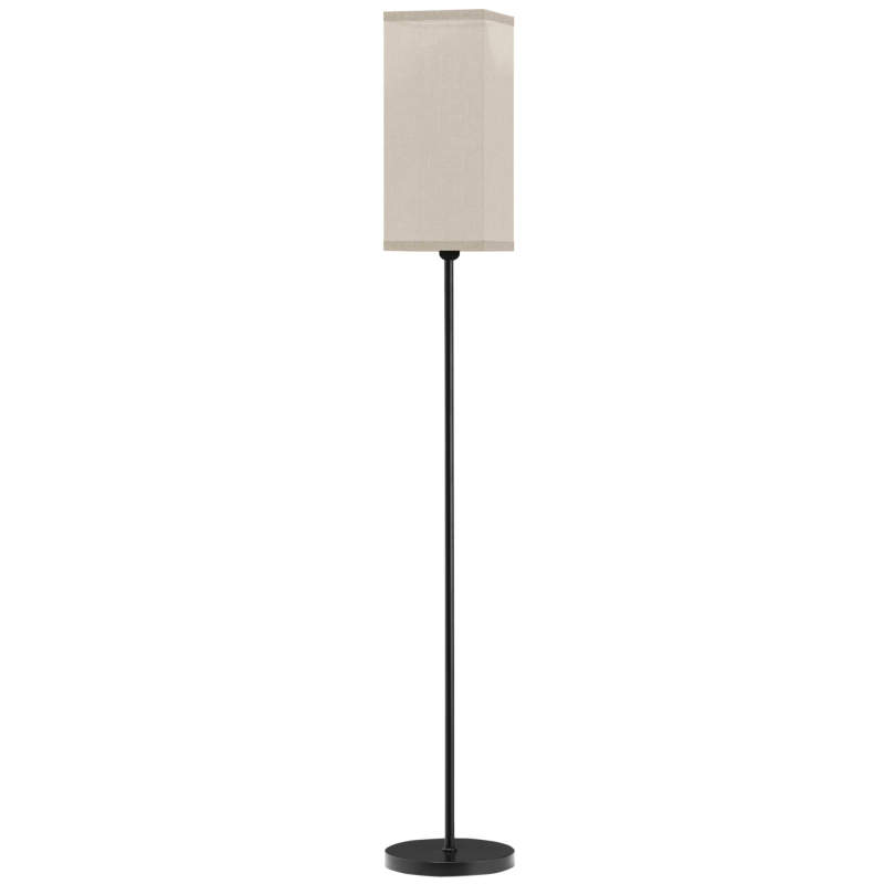 HOMCOM Stehlampe, Moderne Stehleuchte mit Fußschalter, Schirm mit Leinenoptik, Standlampe für Wohnzimmer, Schlafzimmer, exkl.Glühbirne, Schwarz Aosom – Bild 1 von 2