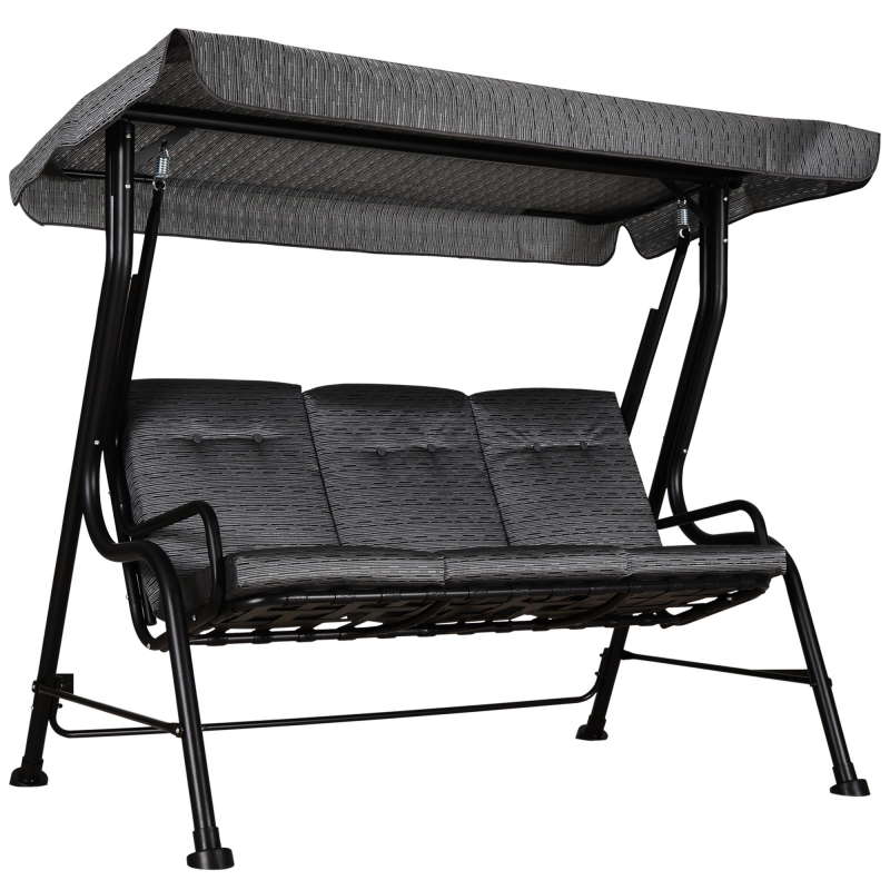 Outsunny 3-Sitzer Hollywoodschaukel, Gartenschaukel, Verstellbares Sonnendach, Abnehmbare Kissen, Grau, 200x120x170cm, für Garten, Terrasse Aosom.de – Bild 1 von 2