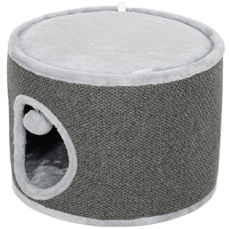 PawHut Kratztonne, 30 cm Hoch Katzentonne mit Höhle, Kratzbaum, Katzenturm aus Sisal, für Katze bis 5 kg, Dunkelgrau Aosom – Bild 1 von 2