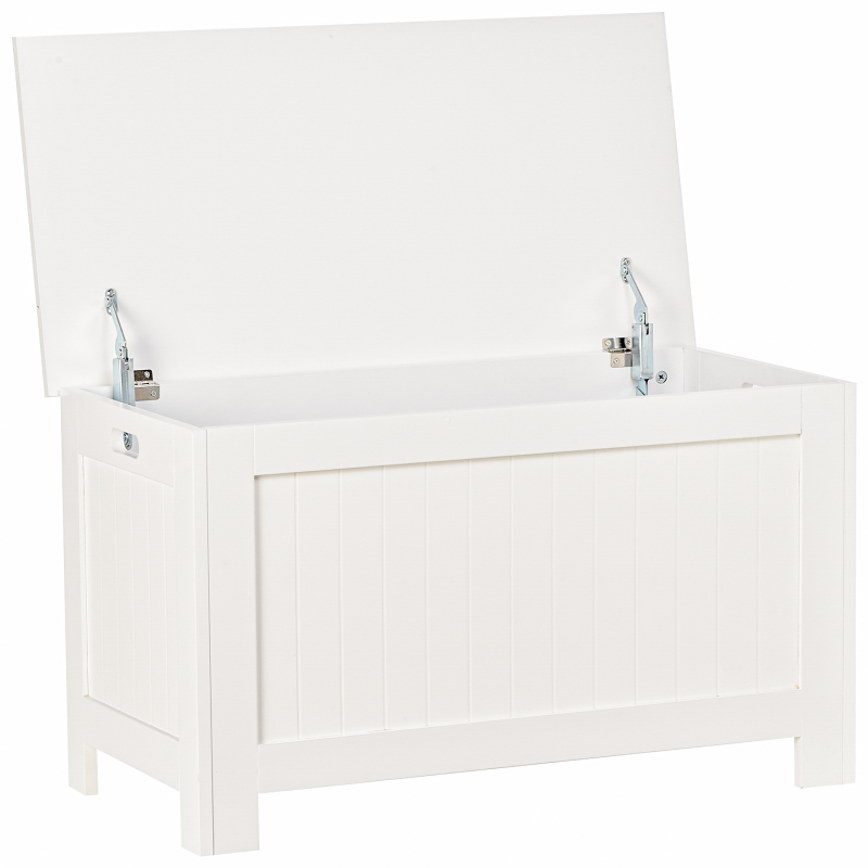 HOMCOM Truhe, Aufbewahrungsbox, Auflagenbox mit Griff, Gerätetruhe mit Deckel, Holzwerkstoff, Weiß, 81 x 40 x 46 cm Aosom – Bild 1 von 2