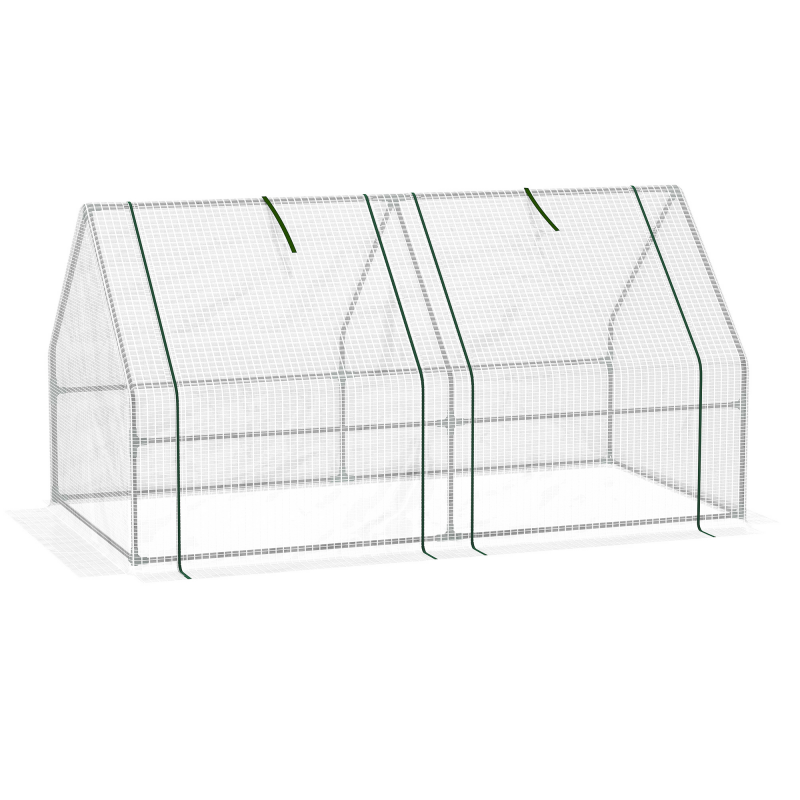 Outsunny Mini Gewächshaus Foliengewächshaus 180x90x90cm mit 2 Rollfenstern aus PE Folie für Garten Balkon Aosom.de – Bild 1 von 2