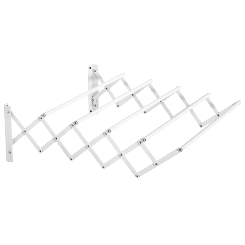 HOMCOM Wandtrockner 57,5cm platzsparender Wäscheständer für drinnen und draußen Metall in Weiß 63,5 x 60 x 20 cm Aosom.de – Bild 1 von 2