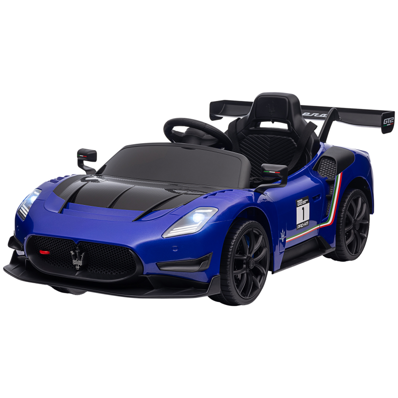 AIYAPLAY Kinder Elektroauto 12 V Kinderauto mit 2,4G Fernbedienung, Musik, Hupe, Federung, Elektrofahrzeug mit Lichten, Stützräder, Sanftstart, 3-5 km/h, für Kinder 3-5 Jahre, Blau Aosom – Bild 1 von 2