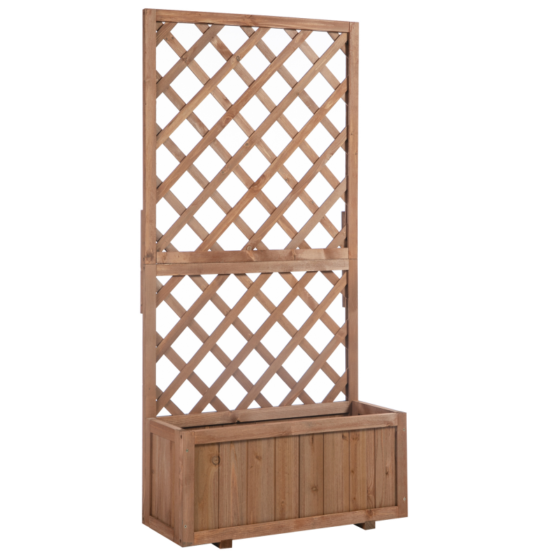 Outsunny Hochbeet Pflanzkasten mit Rankgitter 72,5x31,5x149,5cm Holz Natur für Kletterpflanzen und Blumen Aosom.de – Bild 1 von 2