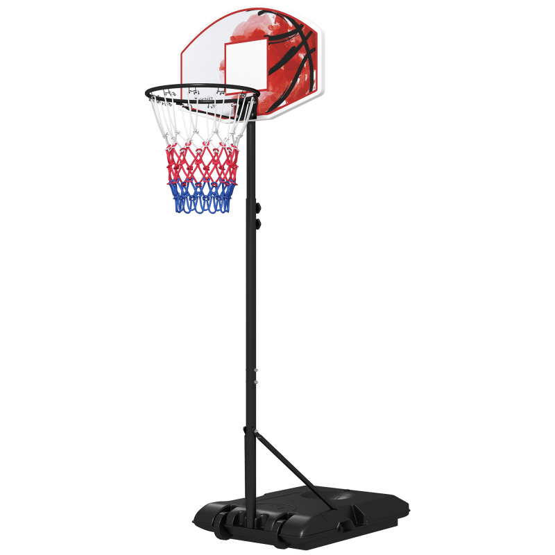 SPORTNOW Basketballkorb mit Ständer, 179-209 cm höhenverstellbar Basketballständer mit Rollen, Basketballanlage Standfuß, Outdoor, Stahl, Mehrfarbig Aosom – Bild 1 von 2