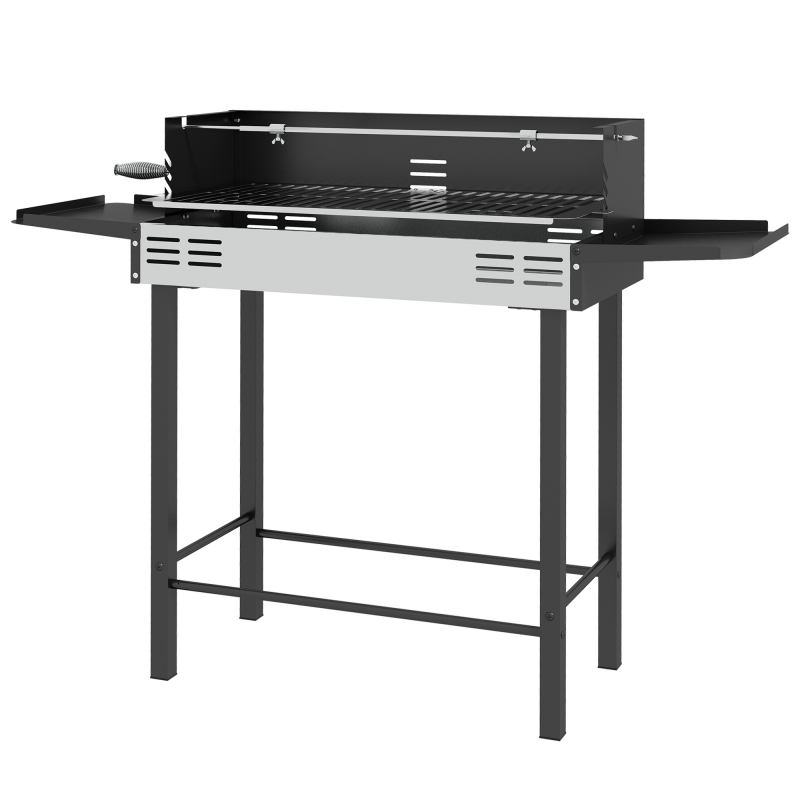Outsunny Holzkohlegrill Campinggrill klappbar mit Grillrost & Rotisserie-Kit, faltbar, rostfreier Stahl & Metall, Schwarz für Garten BBQ Aosom.de – Bild 1 von 2