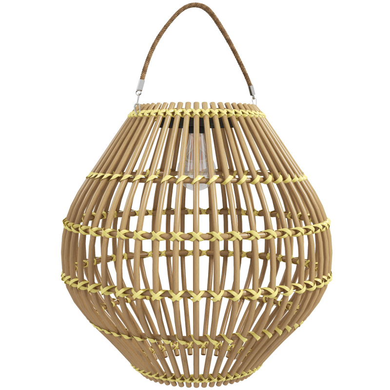 Outsunny Solarlampe Rattan Gartenleuchte wasserdicht mit Lichtsensor Trommel-Design gelb für Außenbereich Aosom.de – Bild 1 von 2