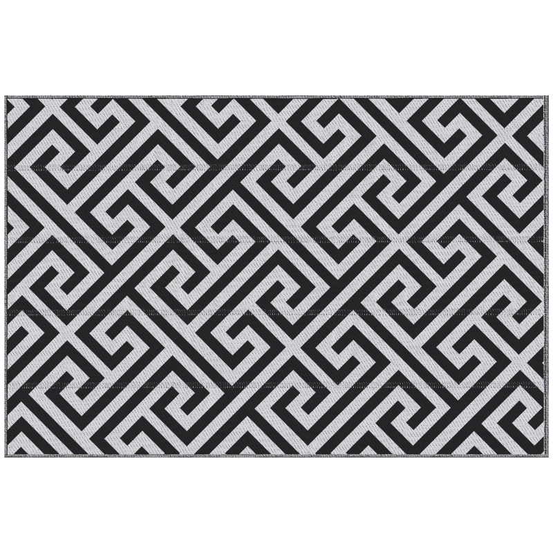 Outsunny Outdoor-Teppich Kunststoffteppich 121x182cm wasserabweisend doppelseitig Schwarz-Weiß für Terrasse & Garten Aosom.de – Bild 1 von 2