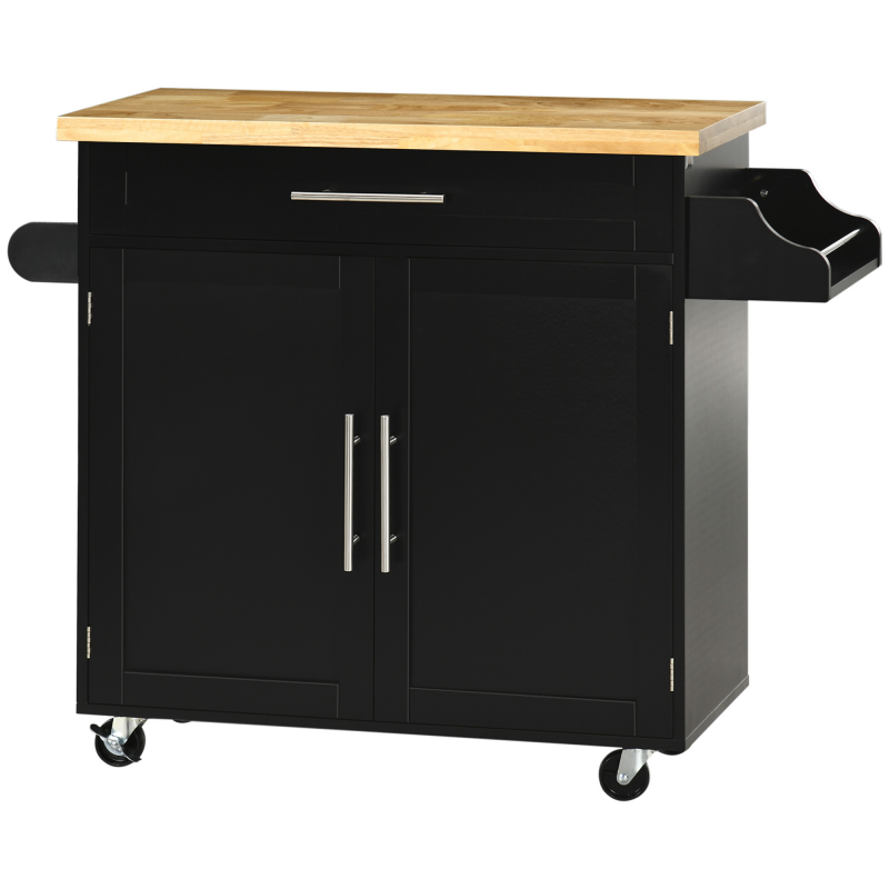 HOMCOM Küchenwagen Servierwagen mit Arbeitsplatte und Gewürzregal Handtuchhalter für Wohnzimmer und Esszimmer 109x40x89cm Aosom.de – Bild 1 von 2