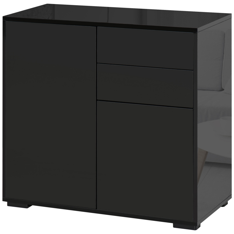 HOMCOM Standschrank Aufbewahrungsschrank Mehrzweckschrank Aktenschrank Kommode 2 Schublade 2 Türen E1 Spanplatte Schwarz 79 x 36 x 74 cm Aosom – Bild 1 von 2