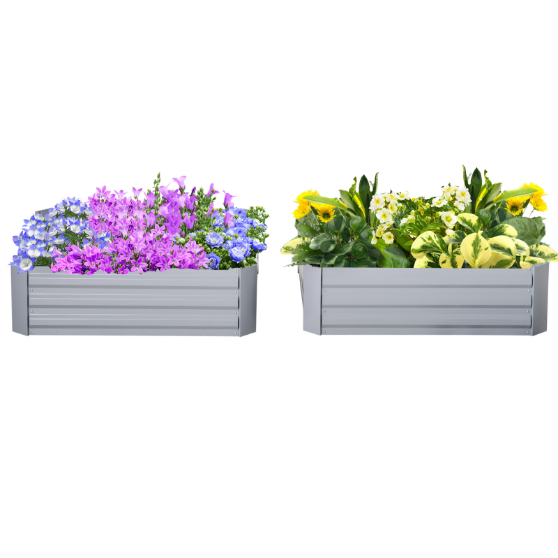 HOMCOM Gartenbeet Pflanzkasten 100x100x30cm aus verzinktem Stahl in Grau, robust & wetterfest für Garten & Balkon Aosom.de – Bild 1 von 2