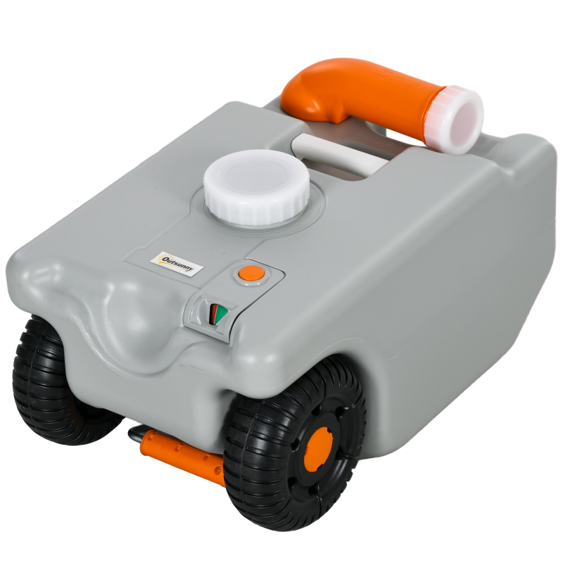 Outsunny 22 Liter Abwassertank Rolltank tragbar mit faltbarem Griff, Wasserkanister für Camping, Mehrzweckkanister grau Aosom.de – Bild 1 von 2