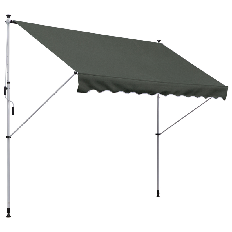 Outsunny Standmarkise freistehend, 300 x 150cm, Markise mit Handkurbel, freistehende Markise windfest, Alu, Grau Aosom.de – Bild 1 von 2