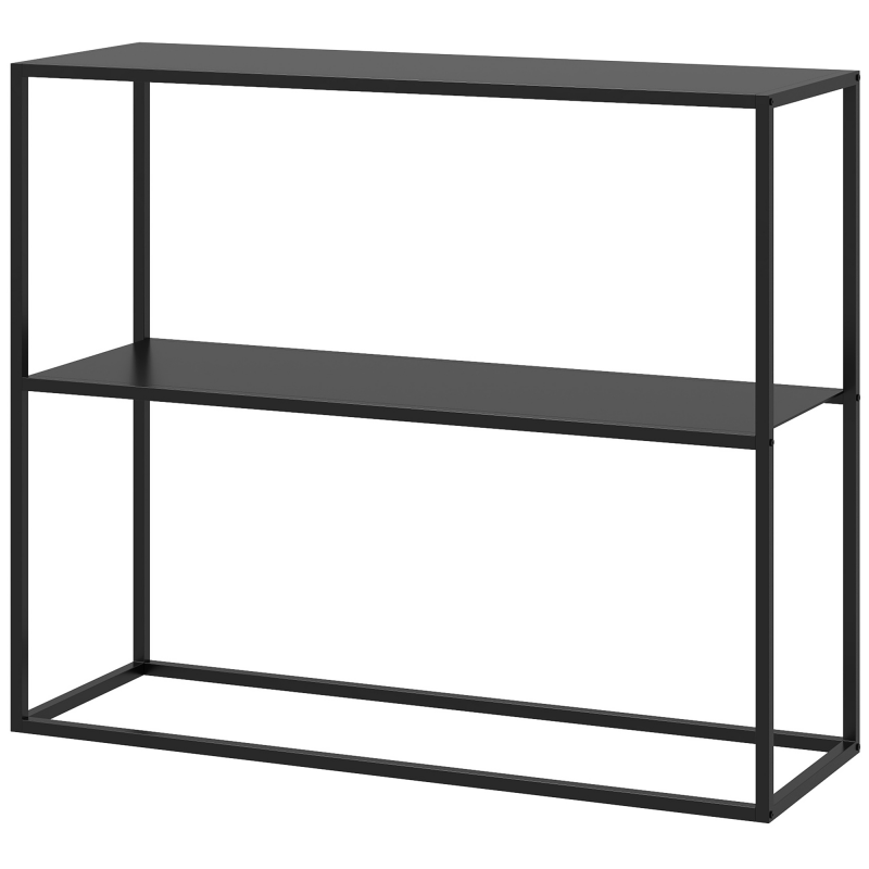 HOMCOM Konsolentisch Flurtisch Beistelltisch aus Stahl mit 2 Ebenen und Kippschutz 90x30x75 cm für Eingangsbereich Aosom.de – Bild 1 von 2