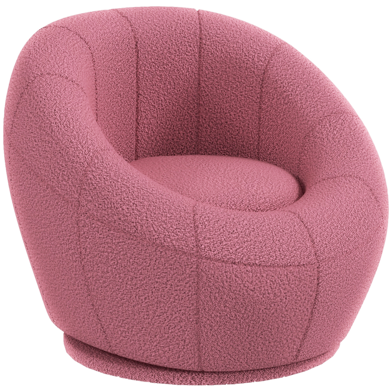 HOMCOM Drehbarer Loungesessel Plüschsessel Einzelsessel bis 120 kg belastbar, rosa, ideal für Wohnzimmer & Entspannung Aosom.de – Bild 1 von 2
