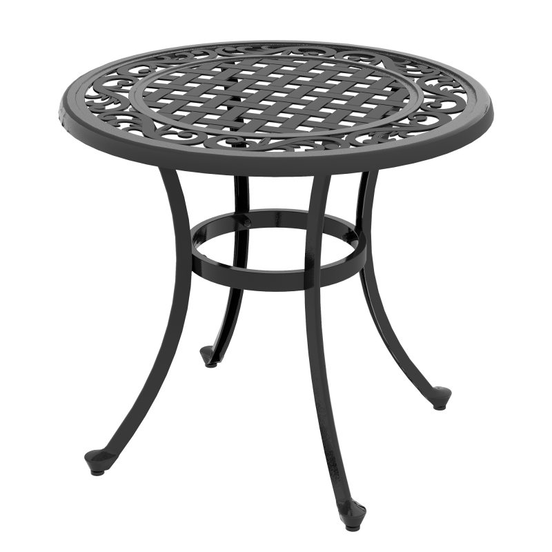 Outsunny Beistelltisch Gartentisch 60x60 cm bis 50 kg belastbar mit Aluminiumrahmen und schwarz, ideal für Terrasse und Garten Aosom.de – Bild 1 von 2