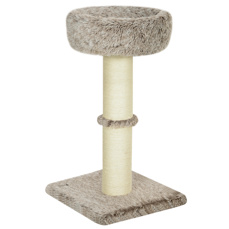 PawHut Kratzbaum 87 cm hoch Katzenbaum mit Bett, dick Stamm, Katzenkratzbaum mit Sisal-Kratzsäulen, für Katzen bis 6 kg, Indoor, Braun Aosom – Bild 1 von 2
