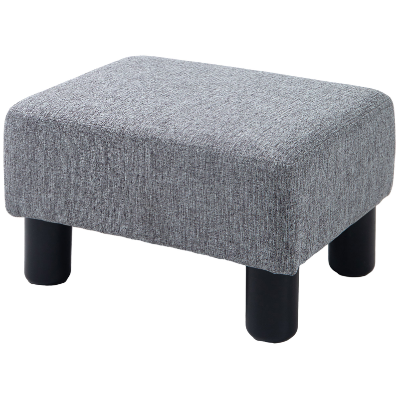 HOMCOM Fußhocker Sitzhocker Rechteckiger Ottoman Polsterhocker aus Leinen bis 150 kg belastbar für Wohnzimmer Flur Grau Aosom.de – Bild 1 von 2