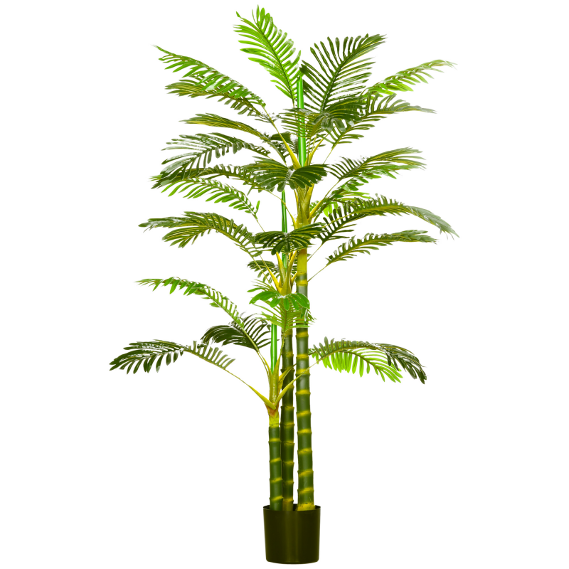 HOMCOM Künstliche Palme 190 cm Kunstpflanze, Plastik künstliche Pflanzen im Topf Kunstpalme, Fake Plant für Wohnzimmer Schlafzimmer Büro Garten moderne Dekoration Geschenk Aosom – Bild 1 von 2