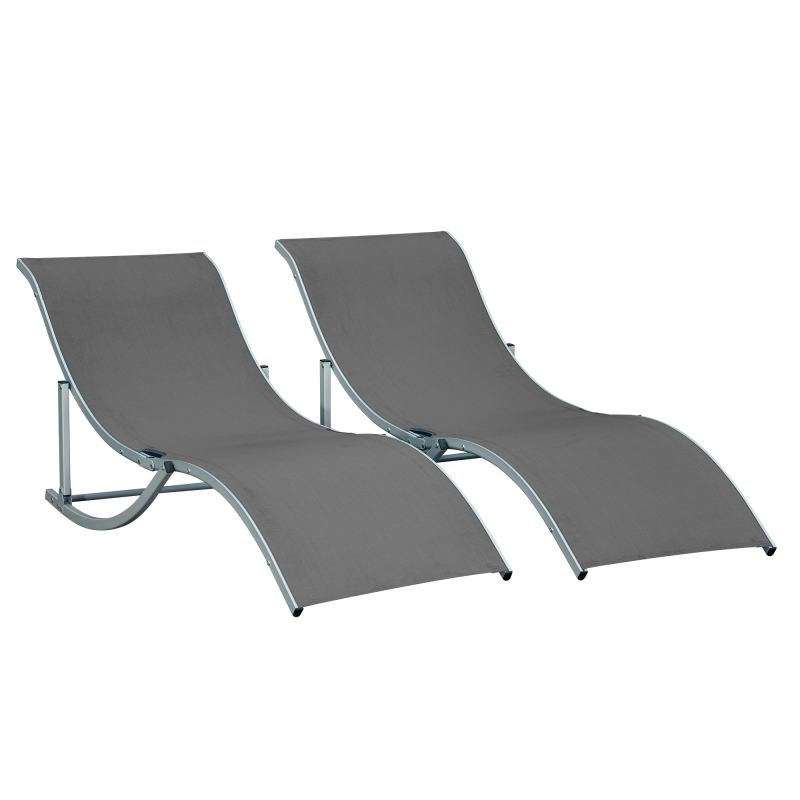 Outsunny 2er Set Sonnenliege Gartenliegen Stoffliege Relaxliege ergonomisch Aluminium Texteline Dunkelgrau 165 x 61 x 63 cm Aosom – Bild 1 von 2