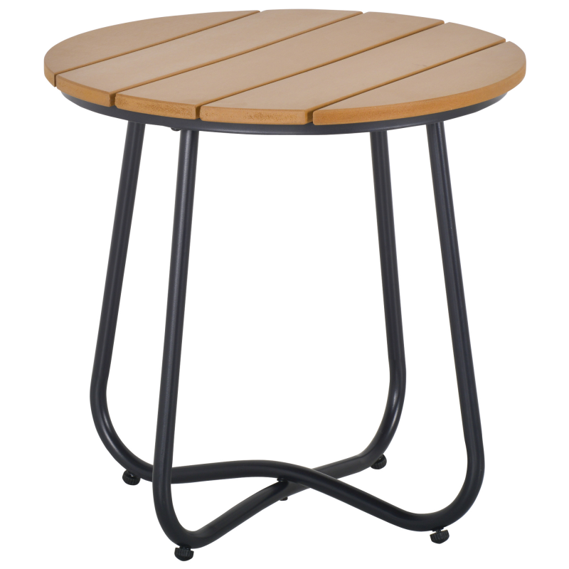 Outsunny Gartentisch rund verstellbare Füße Stahlboden braun Ø49x48 cm, ideal für Balkon & Terrasse Aosom.de – Bild 1 von 2
