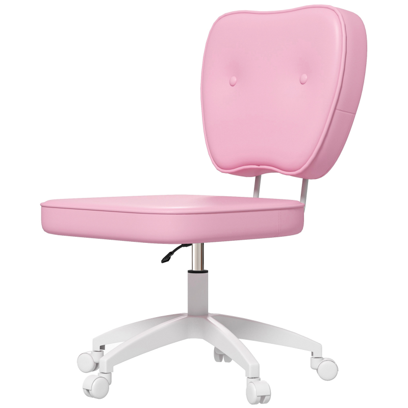 Vinsetto Kinderdrehstuhl ohne Armlehnen, höhenverstellbar 82-92H cm, belastbar bis 120 kg, rosa, ideal für Kinderzimmer & Home Office Aosom.de – Bild 1 von 2