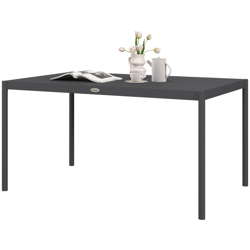 Outsunny Gartentisch Esstisch für 6 Personen Terrassentisch Balkontisch aus Aluminium dunkelgrau 145x90x74 cm für Garten Terrasse Aosom.de – Bild 1 von 2
