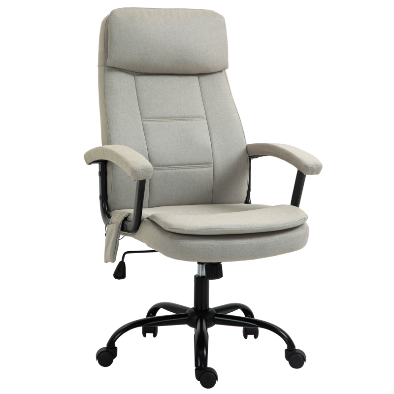 Vinsetto Bürostuhl mit Massagefunktion ergonomischer Schreibtischstuhl höhenverstellbar mit Wippfunktion Beige für Komfort im Homeoffice Aosom.de – Bild 1 von 2