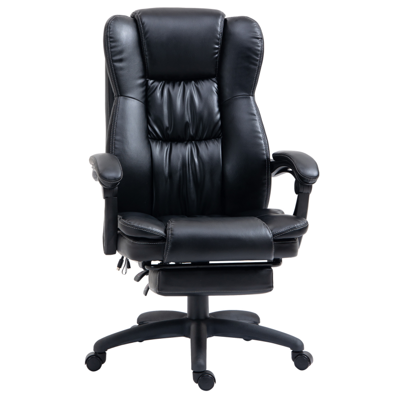 Vinsetto Bürostuhl Schreibtischstuhl mit Fußstütze, Kopfstütze, Vibration, Massagefunktion, höhenverstellbar, Schwarz, 68,5x68,5x119-127cm Aosom – Bild 1 von 2