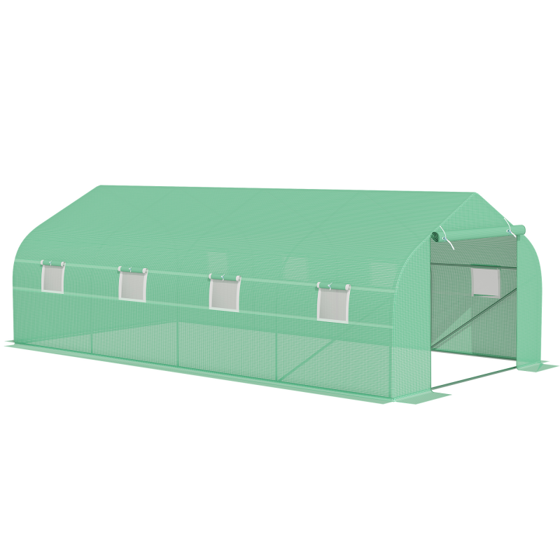 Outsunny Tomatenhaus Gewächshaus mit Giebeldach 600x300x200cm Folien Treibhaus grün für Garten & Pflanzenpflege Aosom.de – Bild 1 von 2