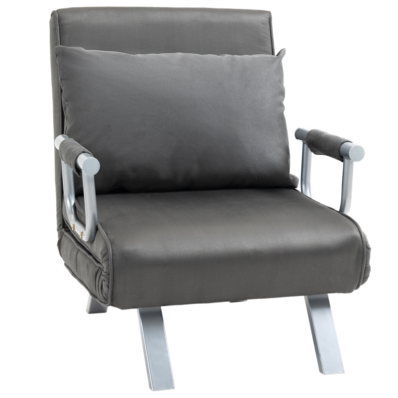 HOMCOM Schlafsofa 3-in-1 Schlafsessel Gästebett Klappmatratze Chaiselongue 65x69x80cm Kunstleder Grau Aosom.de – Bild 1 von 2