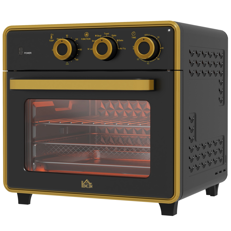 HOMCOM kleiner Backofen 20L 1400W 90-230℃ mit 1 Std Timer 3 Einschubpositionen Backblech Eisen Schwarz 36cm x 37,7cm x 34,5cm Aosom.de – Bild 1 von 2