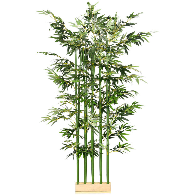 HOMCOM Künstlicher Bambus, 180 cm Kunstpflanze im Kiefernholztopf, Zimmerpflanze, künstliche Pflanzen für Indoor, Outdoor, Dekopflanzen, Grün Aosom – Bild 1 von 2