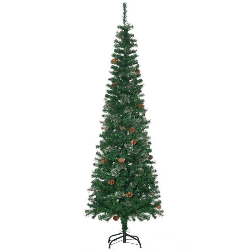 HOMCOM Künstlicher Weihnachtsbaum, 195 cm Christbaum mit 556 Spitzen, 25 Zapfen, klappbar Metallständer, für Weihnachten Deko, Grün Aosom – Bild 1 von 2