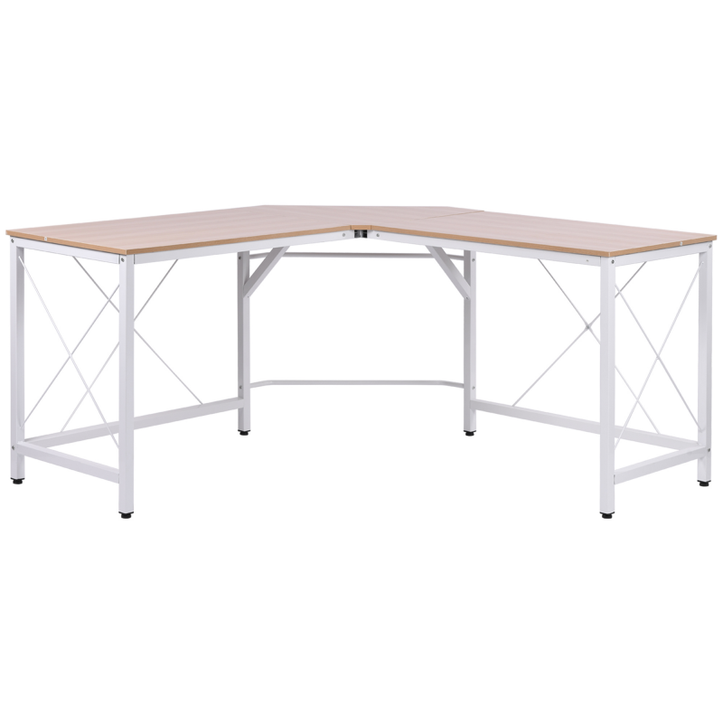 HOMCOM L-Schreibtisch Eckschreibtisch 150x150x76cm Winkelschreibtisch aus MDF in Naturfarbe für Home Office & Arbeitszimmer Aosom.de – Bild 1 von 2