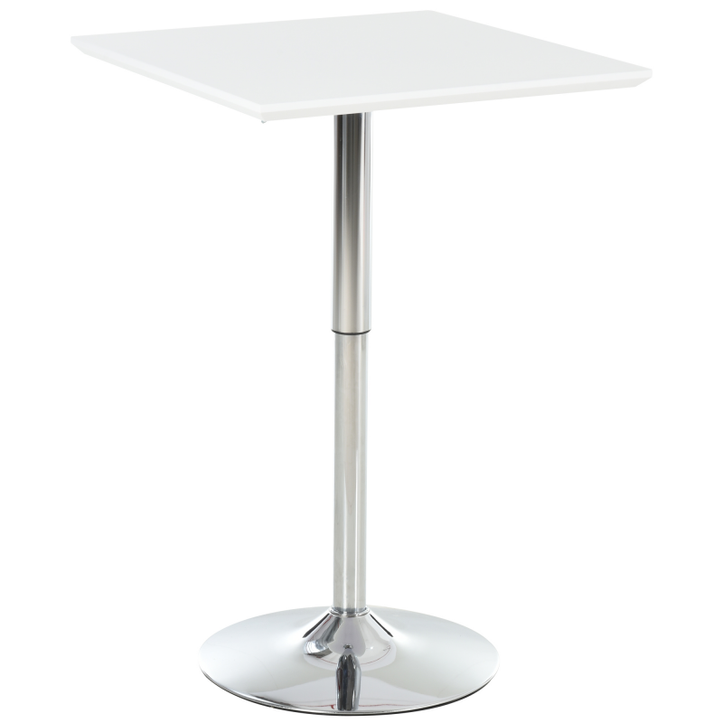 HOMCOM Bistrotisch Pub Bartisch höhenverstellbar quadratisch 60x60cm Stahl weiß 71-92cm für Küche oder Garten Aosom.de – Bild 1 von 2