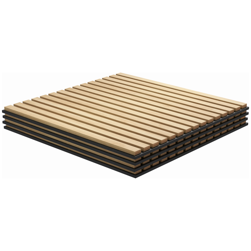 HOMCOM Akustikpaneele 4 Stück 60 x 60 cm 3D Wandpaneele, DIY Akustikplatten, Wandverkleidung für Wohnzimmer, Home Office, Studio, Eiche Aosom – Bild 1 von 2