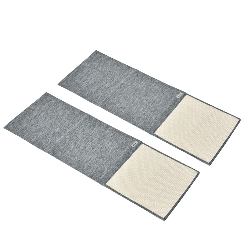 PawHut Kratzmatte 2er Set für Katzen, Sisal Kratzteppich grau 130x45x03cm, Sofa-Schutz für Sessel & Couch Aosom.de – Bild 1 von 2