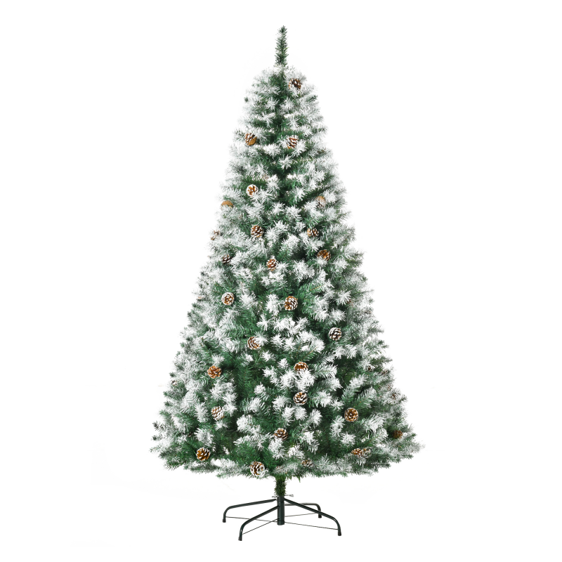 HOMCOM Künstlicher Weihnachtsbaum, 180 cm Christbaum mit Kunstschnee 800 Astspitzen faltbar Standfuß, für Weihnachtsfest, Indoor, Grün+Weiß Aosom – Bild 1 von 2